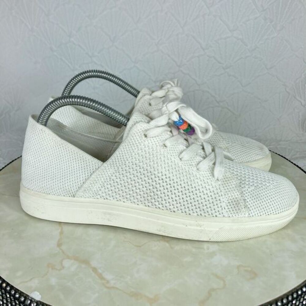 Lucky Brand Sneakers Women Sz 8.5 White Knit Lenuda Casual Lace Up Comfort Shoes
